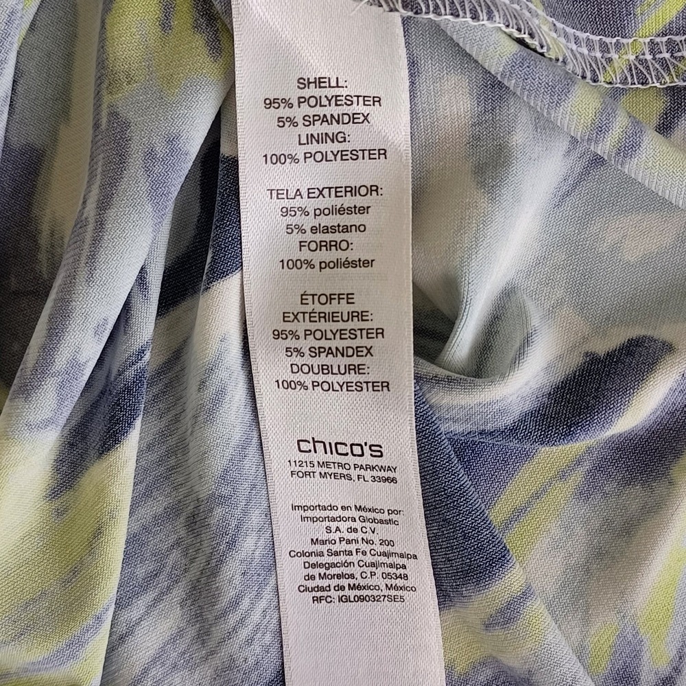 Chicos Blue Green Floral Halter Maxi Dress Size 2 Large Sleeveless Painterly Art - Picture 9 of 10
